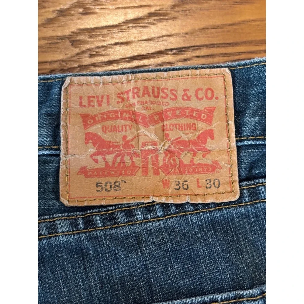 Levis 508 Regular Tapered Fit Jeans Mens 36x30 Medium Wash Blue Denim Cotton